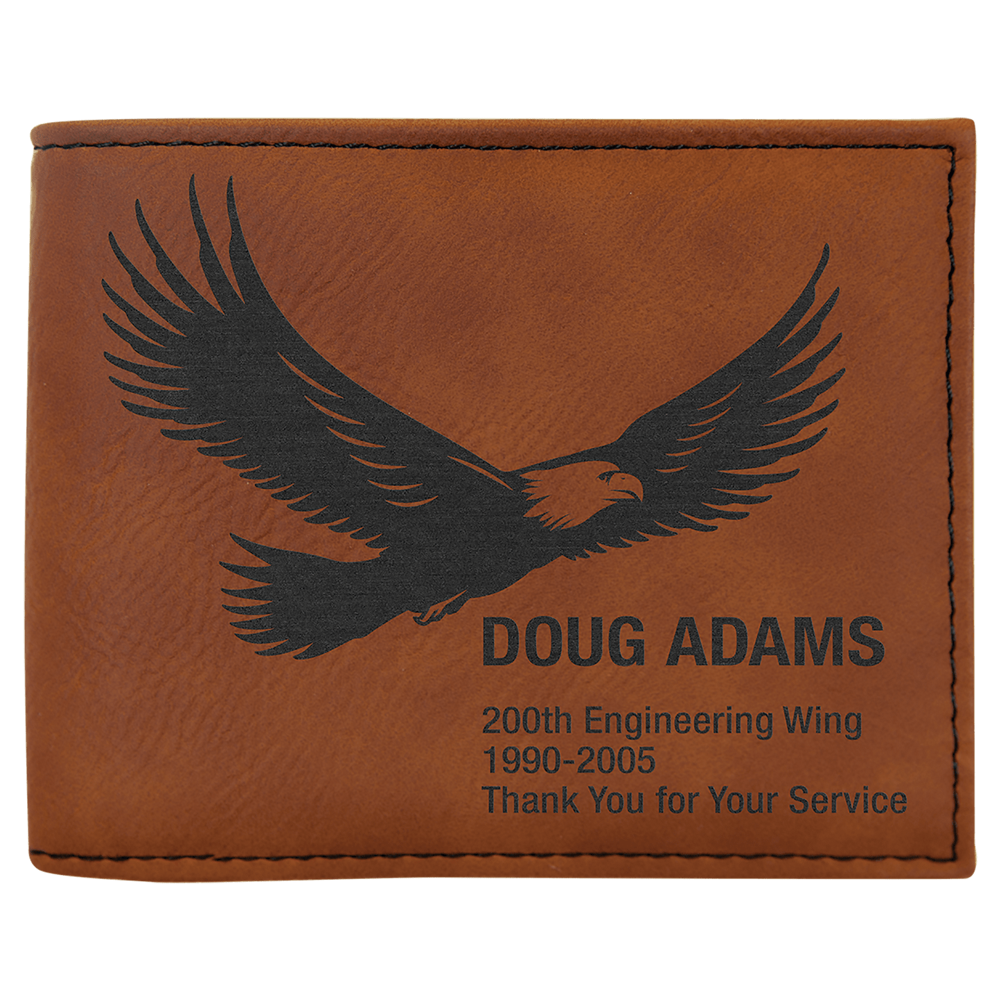 Personalized Rawhide Leatherette Bifold Wallet with Flip ID - Leatherette