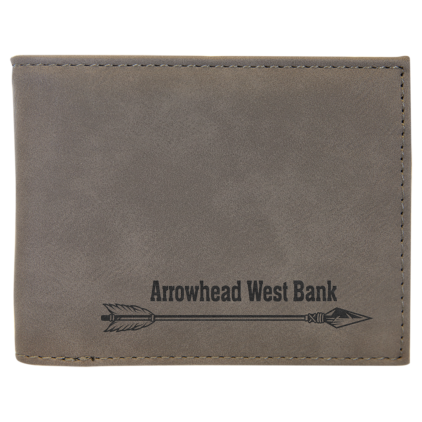 Personalized Gray Leatherette Bifold Wallet with Flip ID - Leatherette