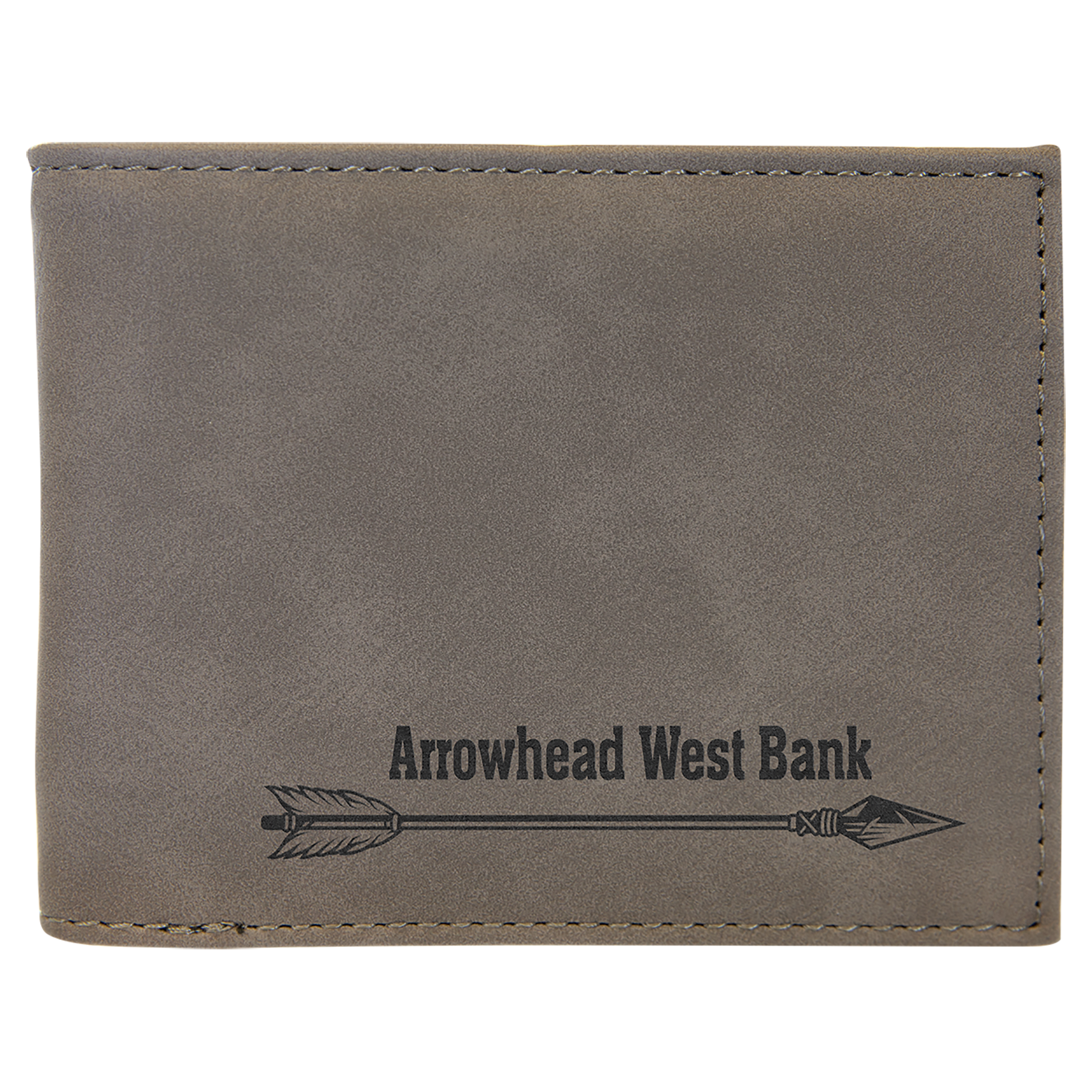 Personalized Gray Leatherette Bifold Wallet with Flip ID - Leatherette