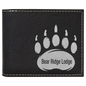 Personalized Black/Silver Leatherette Bifold Wallet with Flip ID - Leatherette