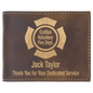 Personalized Rustic/Gold Leatherette Bifold Wallet with Flip ID - Leatherette