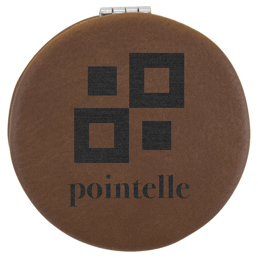 Personalized Dark Brown Leatherette Compact Mirror - Leatherette
