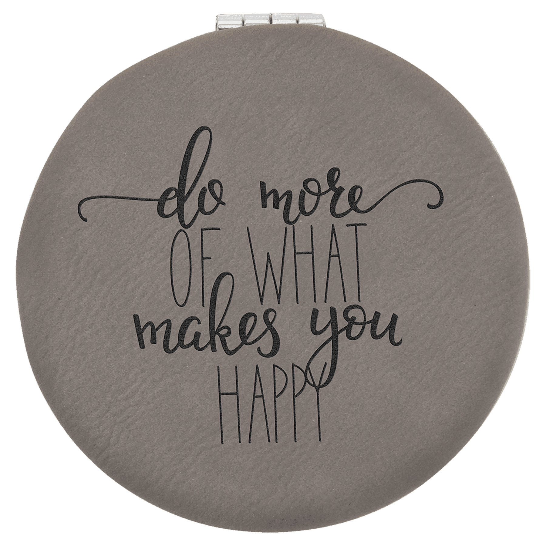 Personalized Gray Leatherette Compact Mirror - Leatherette
