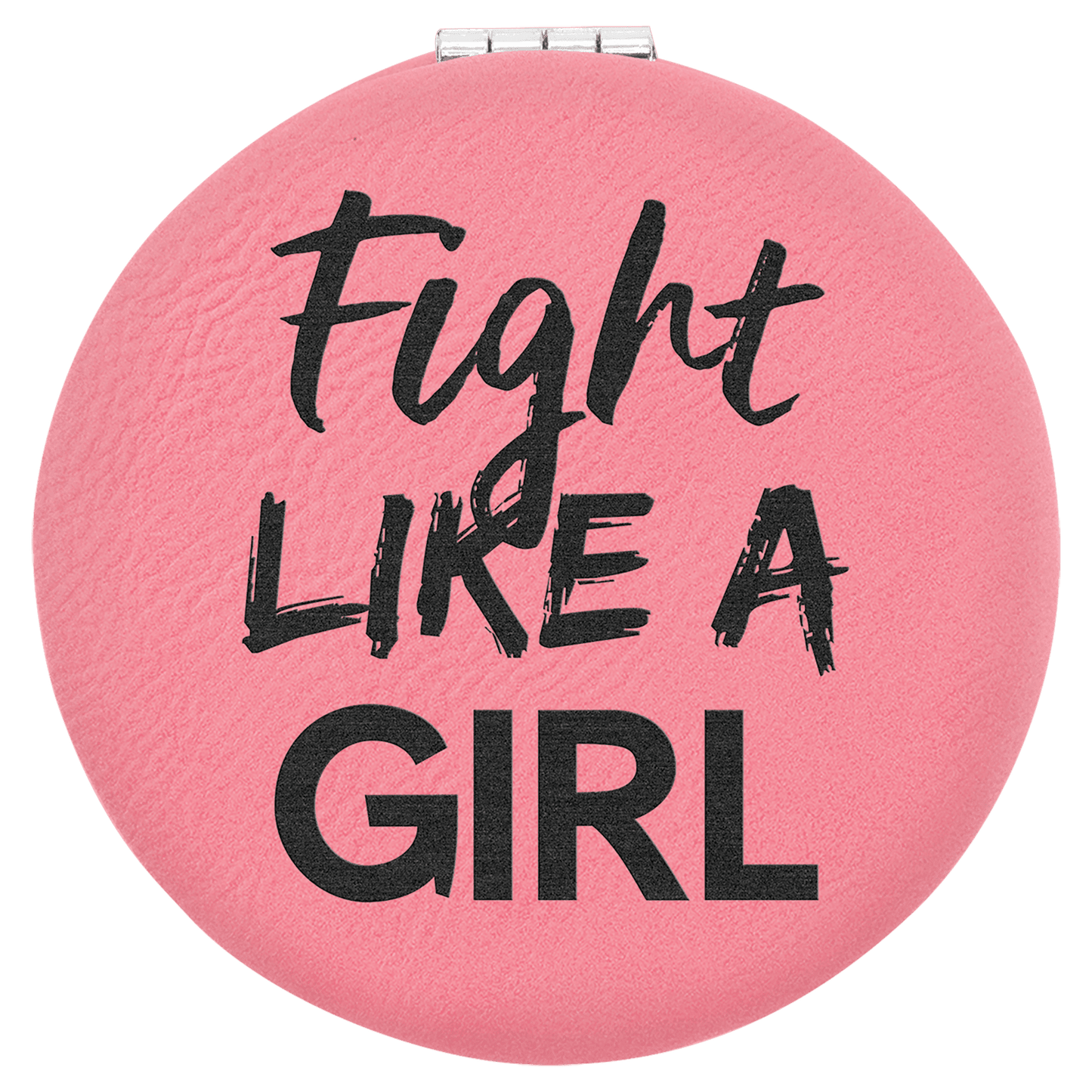 Personalized Pink Leatherette Compact Mirror - Leatherette