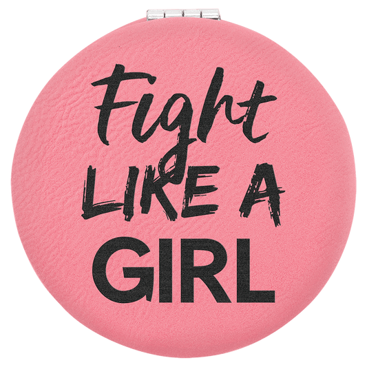 Personalized Pink Leatherette Compact Mirror - Leatherette