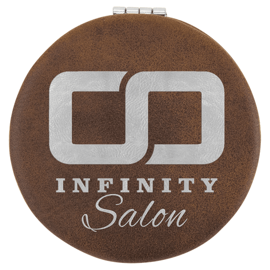 Personalized Rustic/Silver Leatherette Compact Mirror - Leatherette