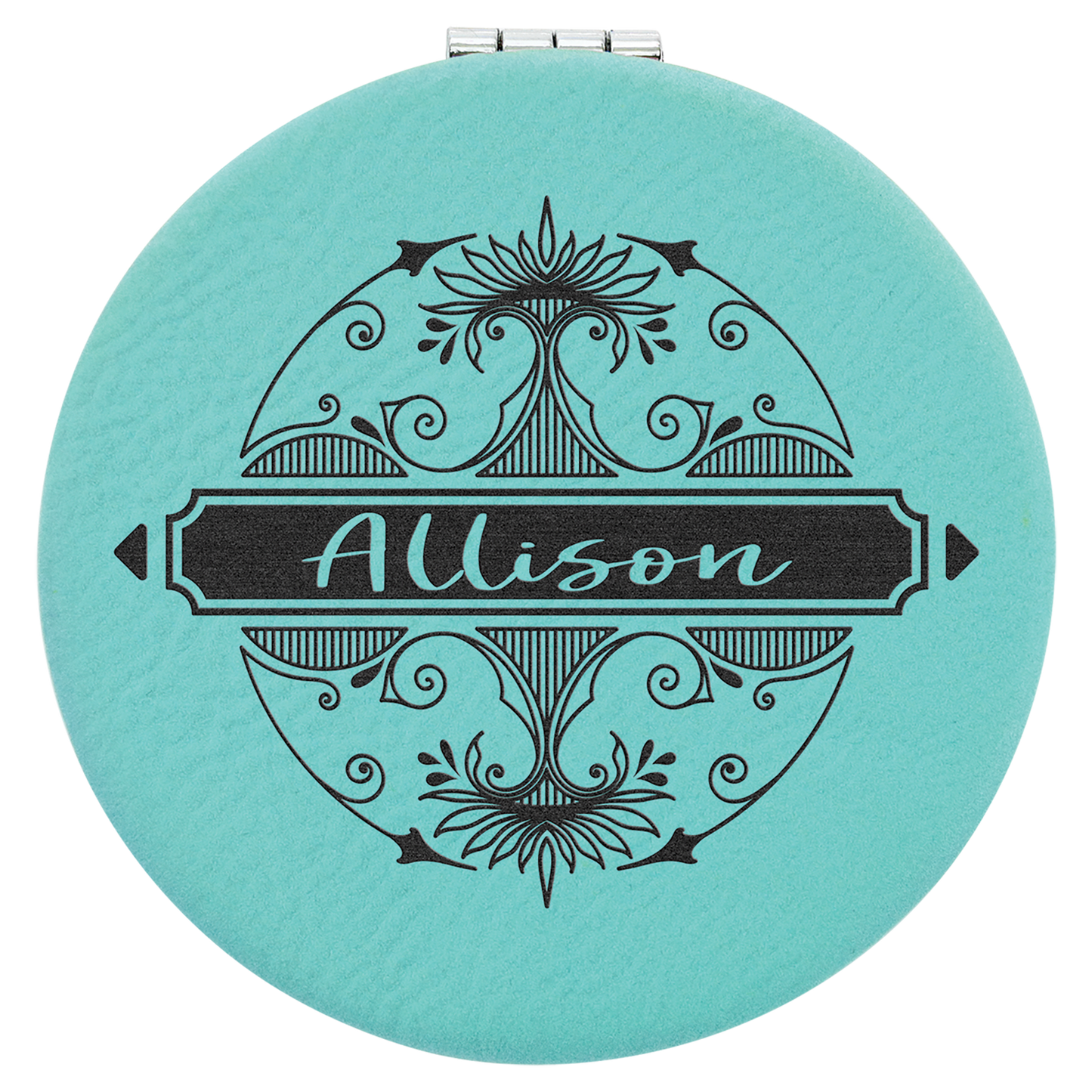 Personalized Teal Leatherette Compact Mirror - Leatherette