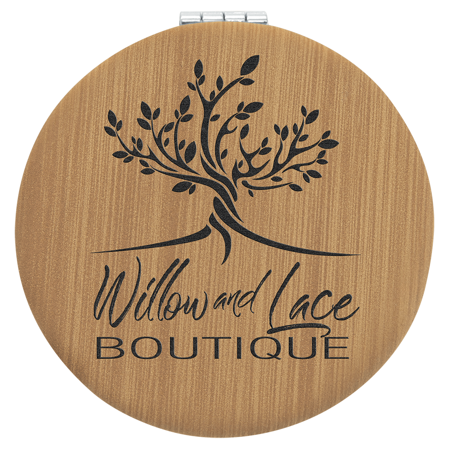 Personalized Bamboo Leatherette Compact Mirror - Leatherette