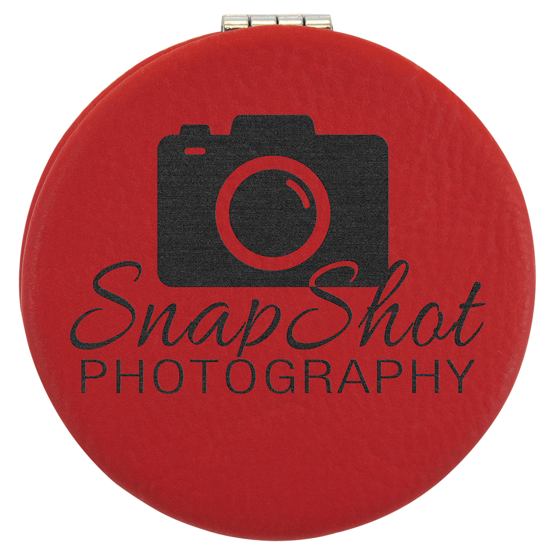Personalized Red Leatherette Compact Mirror - Leatherette