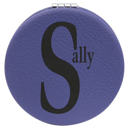Personalized Purple Leatherette Compact Mirror - Leatherette