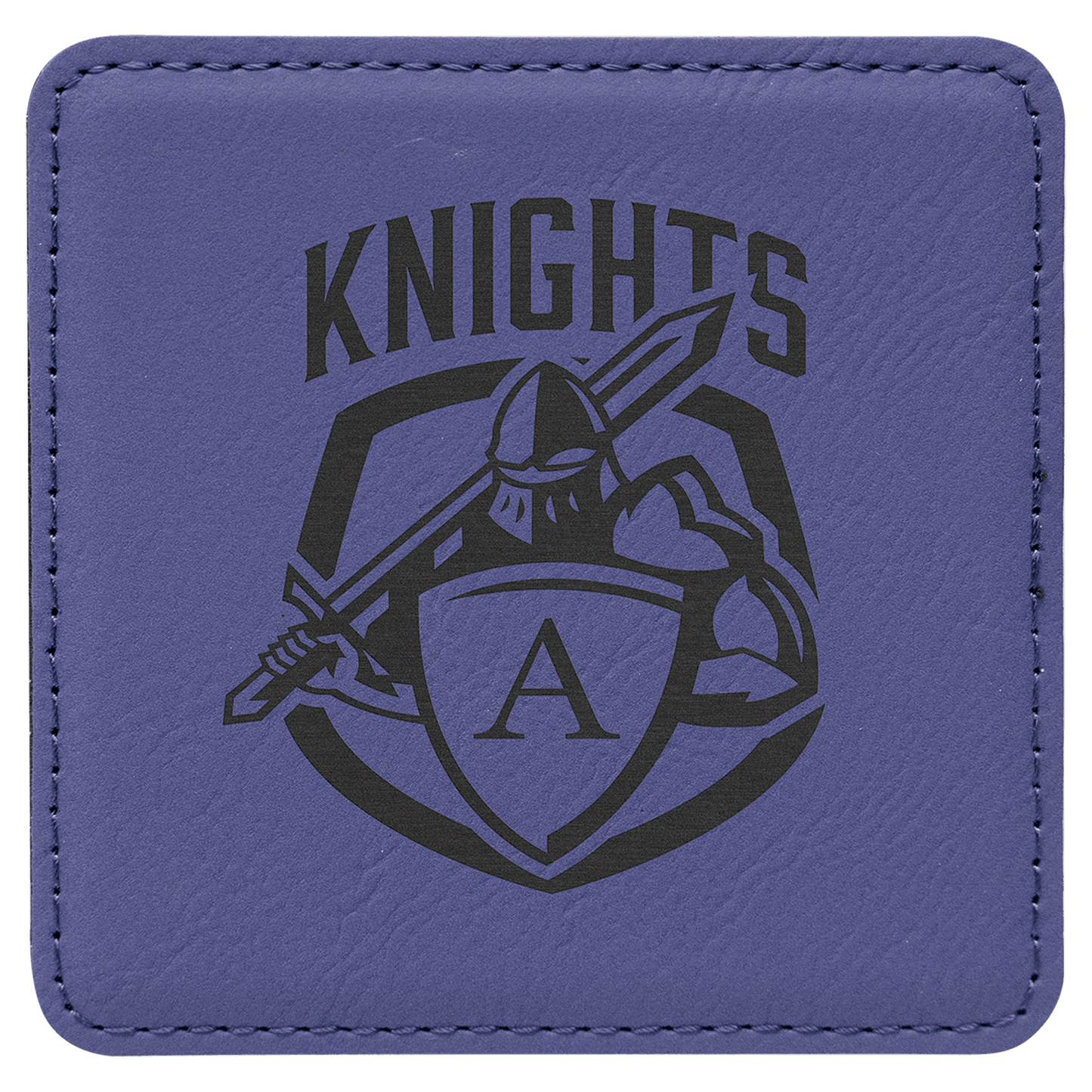 Custom Purple Leatherette Square Coaster - Leatherette