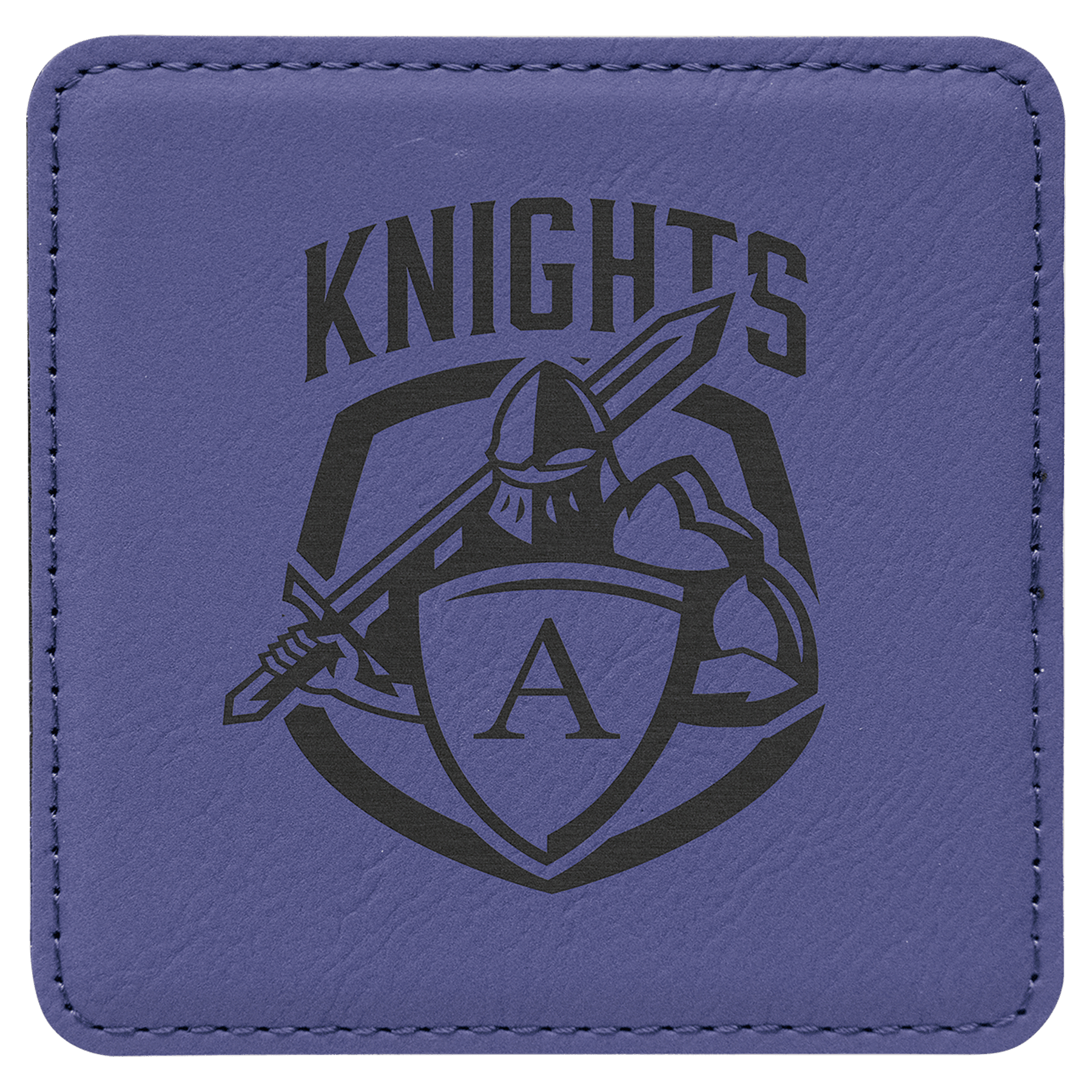 Custom Purple Leatherette Square Coaster - Leatherette