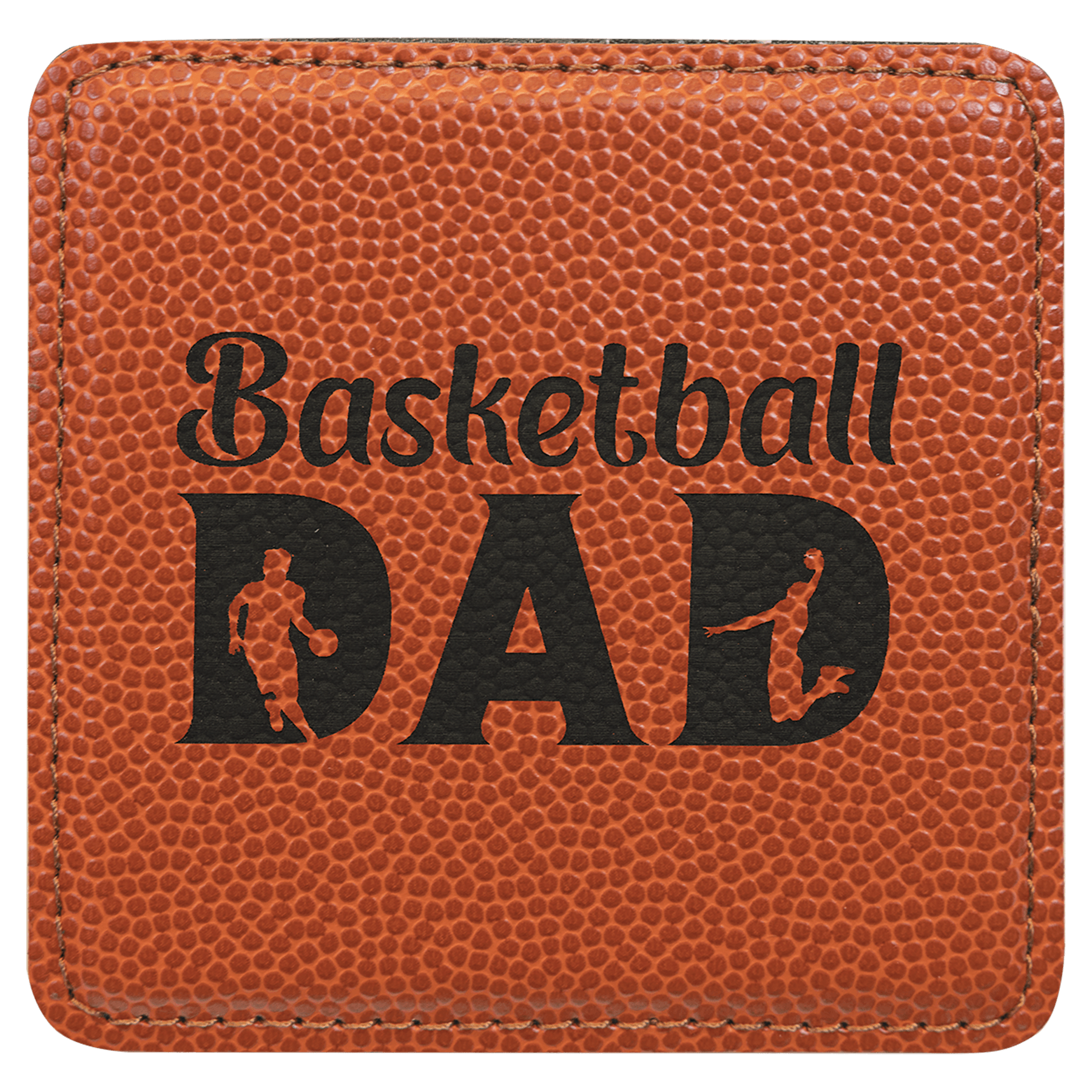 Custom Basketball Leatherette Square Coaster - Leatherette