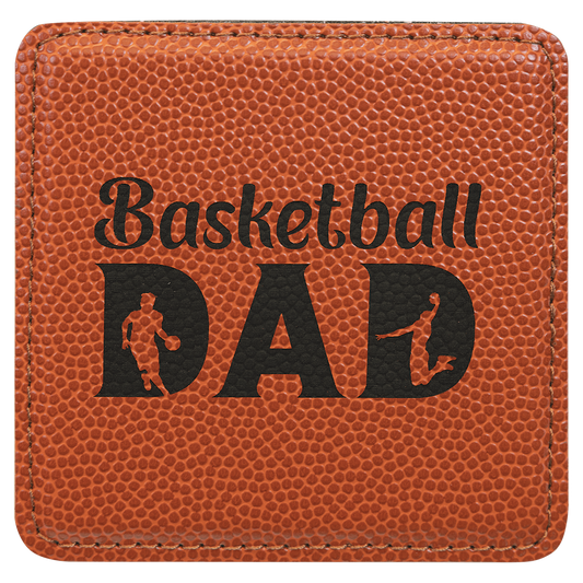 Custom Basketball Leatherette Square Coaster - Leatherette