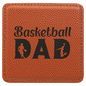 Custom Basketball Leatherette Square Coaster - Leatherette