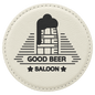 Custom White Round Leatherette Coaster - Leatherette