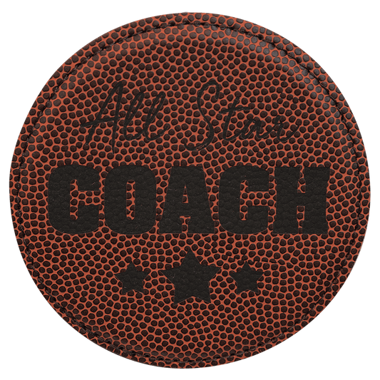 Custom Football Leatherette Round Coaster - Leatherette