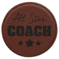 Custom Football Leatherette Round Coaster - Leatherette