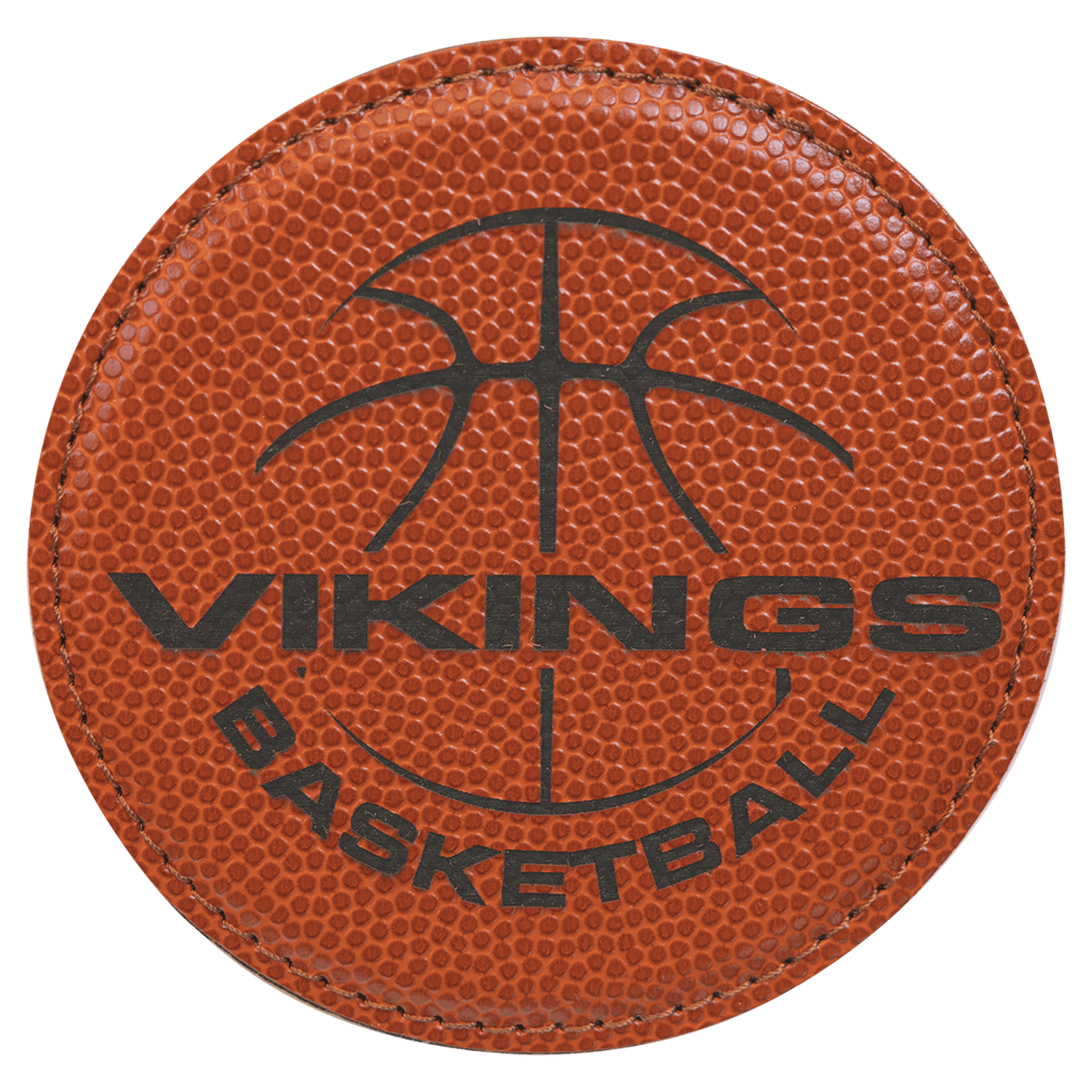 Custom Basketball Leatherette Round Coaster - Leatherette