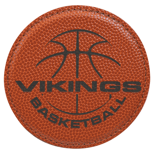Custom Basketball Leatherette Round Coaster - Leatherette