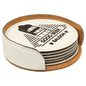 Custom White Round Leatherette 6-Coaster Set - Leatherette