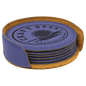 Custom Purple Leatherette Round 6-Coaster Set - Leatherette