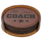 Custom Football Leatherette Round 6 Coaster Set - Leatherette