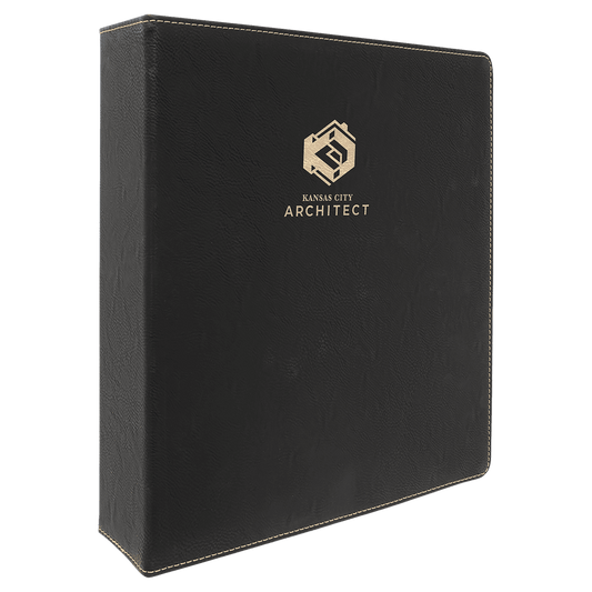 Personalized Black/Gold Leatherette 3-Ring Binder with 2 Slant D Rings - Leather