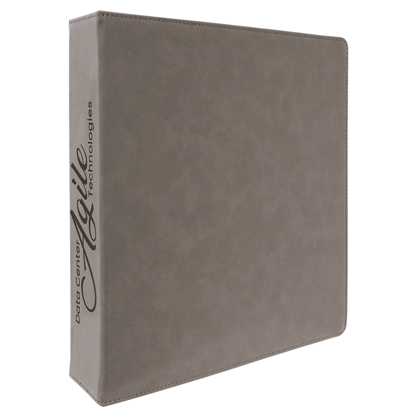 Personalized Gray Leatherette 3-Ring Binder with 2 Slant D Rings - Leather