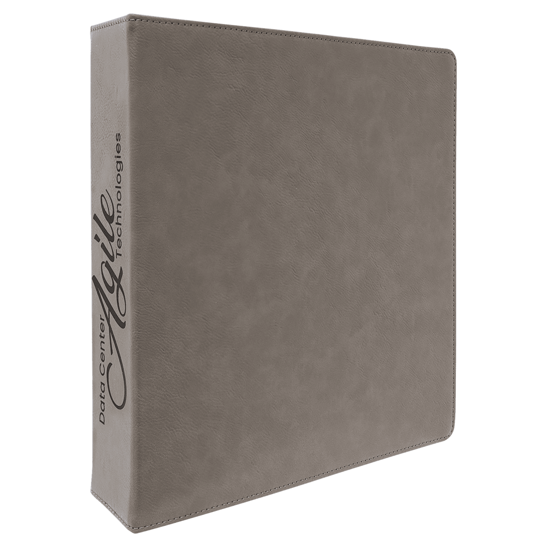 Personalized Gray Leatherette 3-Ring Binder with 2 Slant D Rings - Leather