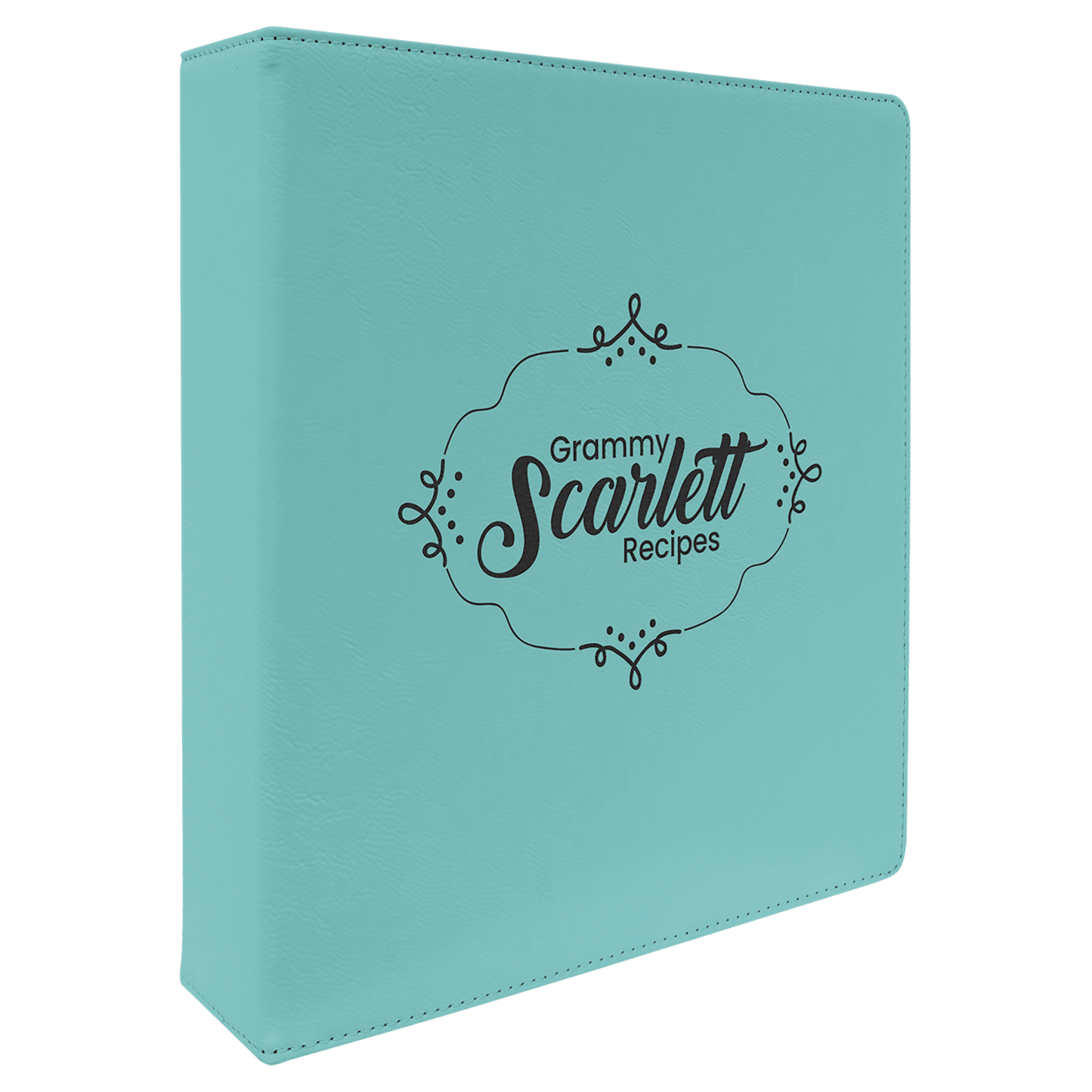 Personalized Teal Leatherette 3-Ring Binder with 2 Slant D Rings - Leather