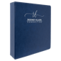Personalized Blue/Silver Leatherette 3-Ring Binder with 2 Slant D Rings - Leather