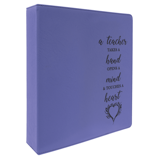 Personalized Purple Leatherette 3-Ring Binder with 2 Slant D Rings - Leather