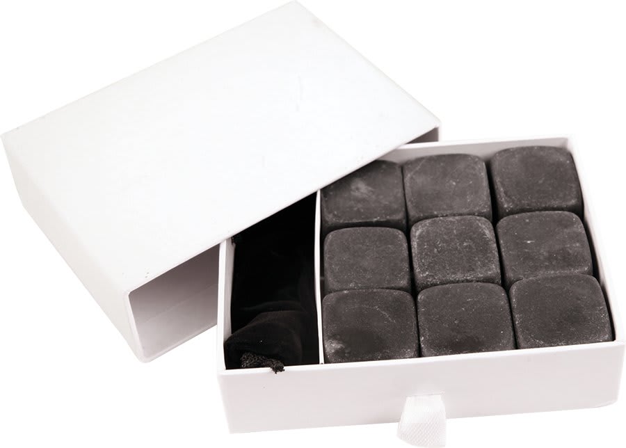 Custom Black Basalt 9-Piece Whiskey Stone Set with Velvet Bag