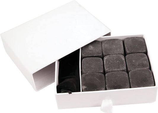 Custom Black Basalt 9-Piece Whiskey Stone Set with Velvet Bag