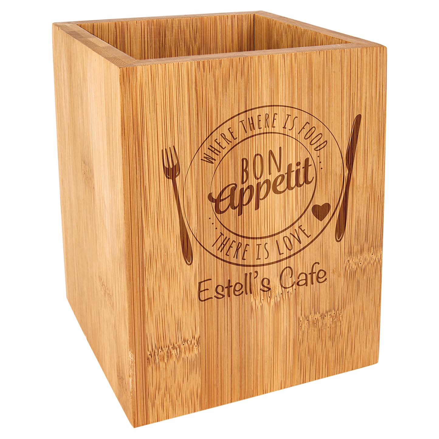Personalized Bamboo Utensil Holder