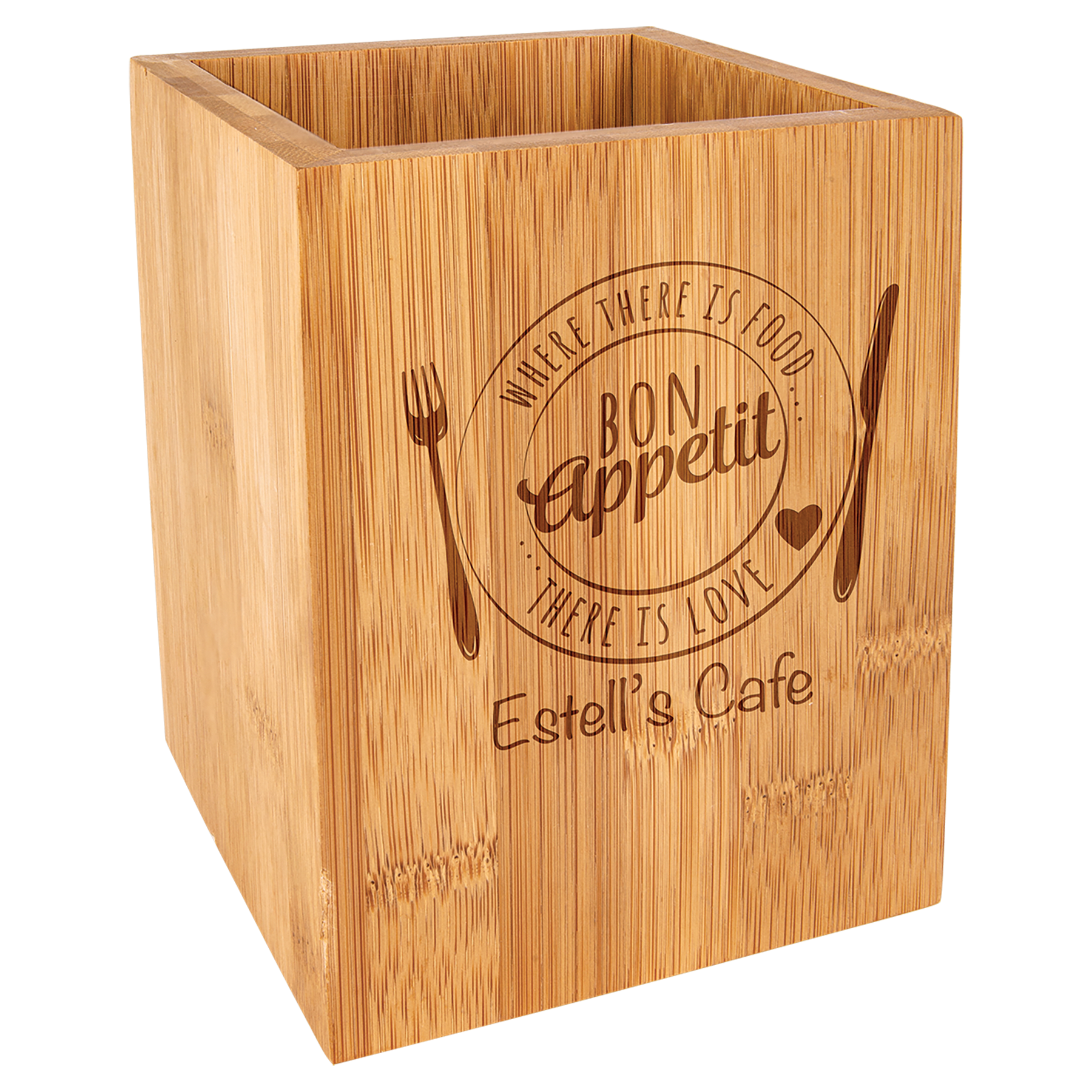 Personalized Bamboo Utensil Holder