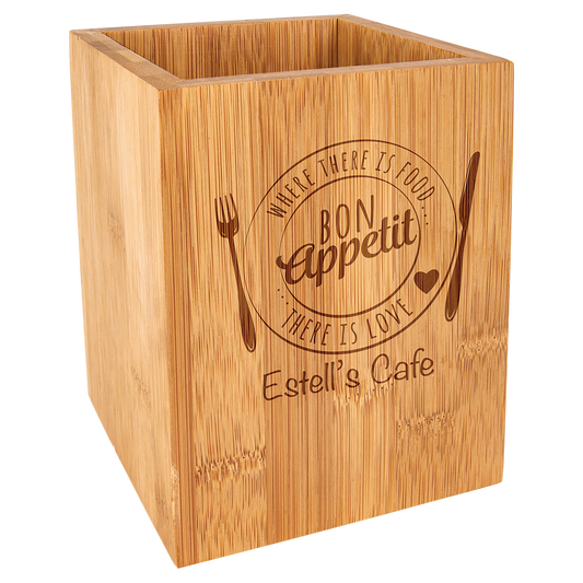 Personalized Bamboo Utensil Holder