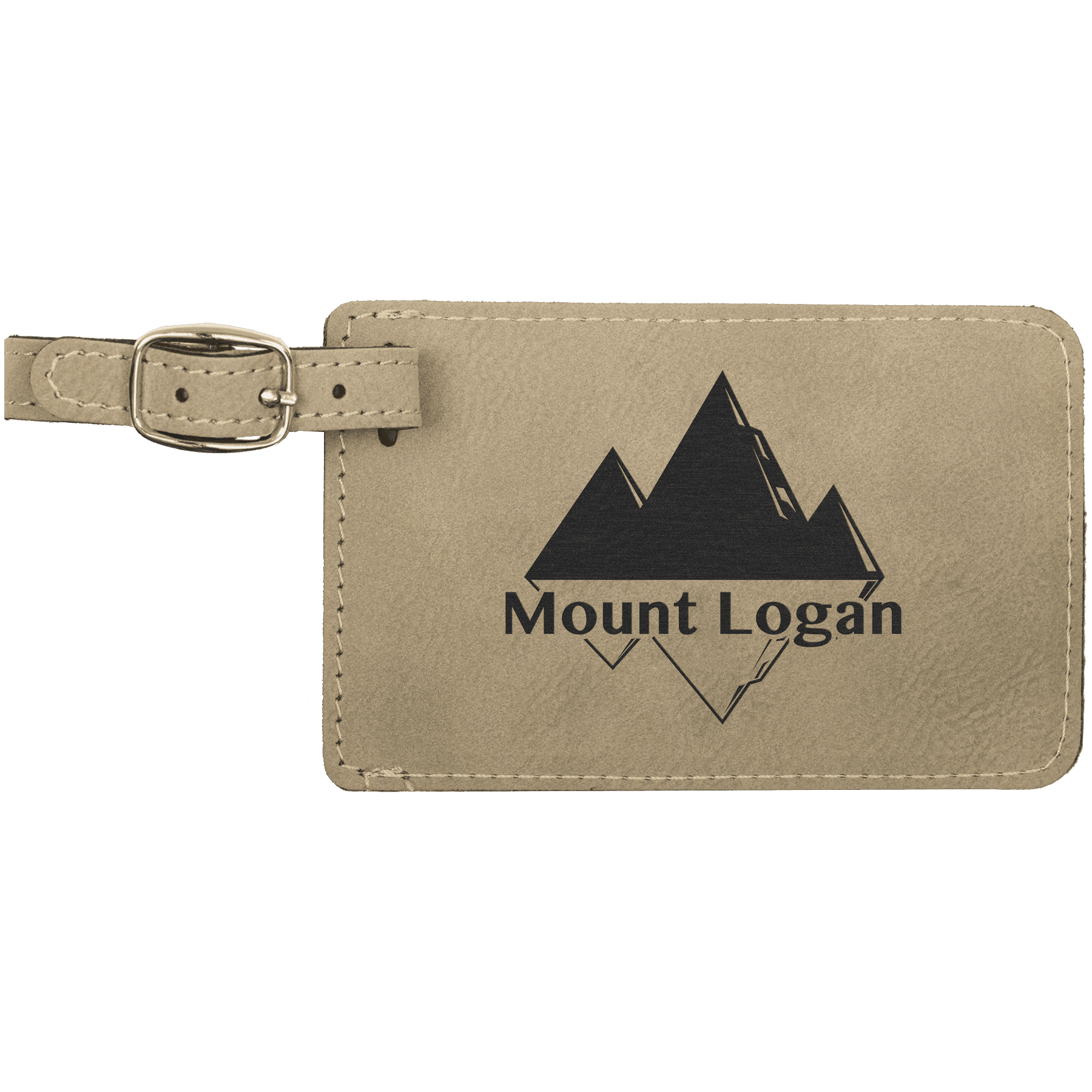 Personalized Light Brown Leatherette Luggage Tag - Leatherette