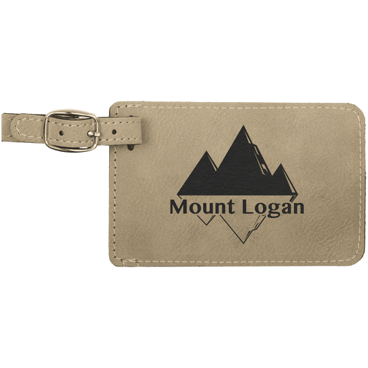 Personalized Light Brown Leatherette Luggage Tag - Leatherette