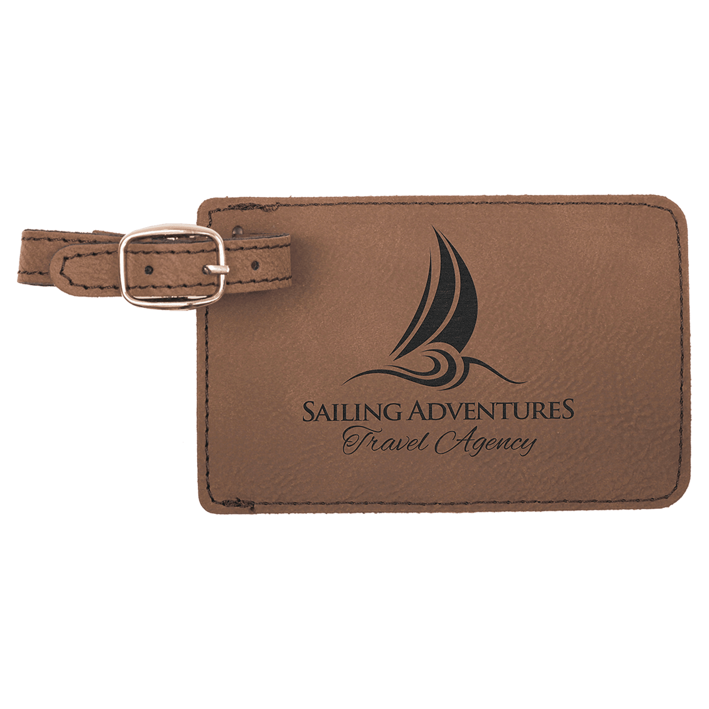 Personalized Dark Brown Leatherette Luggage Tag - Leatherette