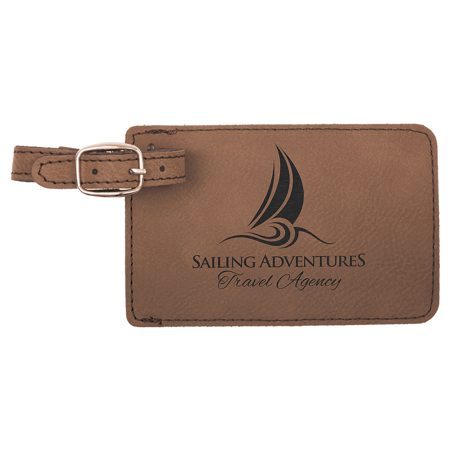 Personalized Dark Brown Leatherette Luggage Tag - Leatherette