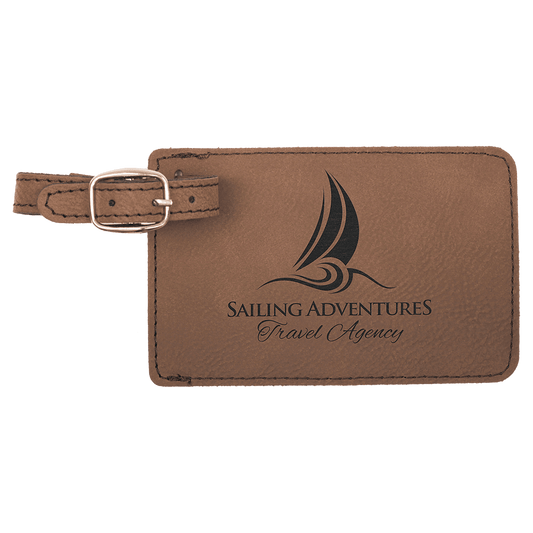 Personalized Dark Brown Leatherette Luggage Tag - Leatherette