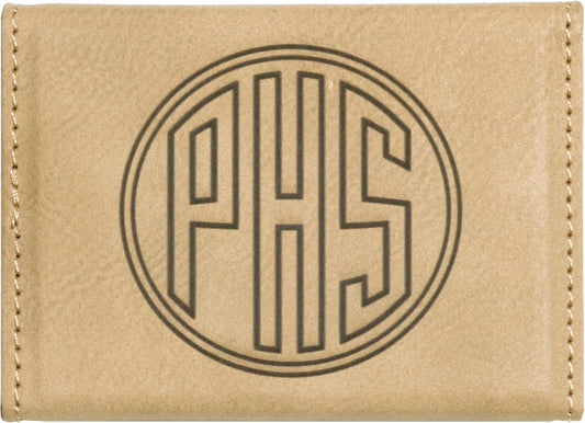 Personalized Light Brown Leatherette Hard Business Card Case with Magnetic Closure - Leatherette