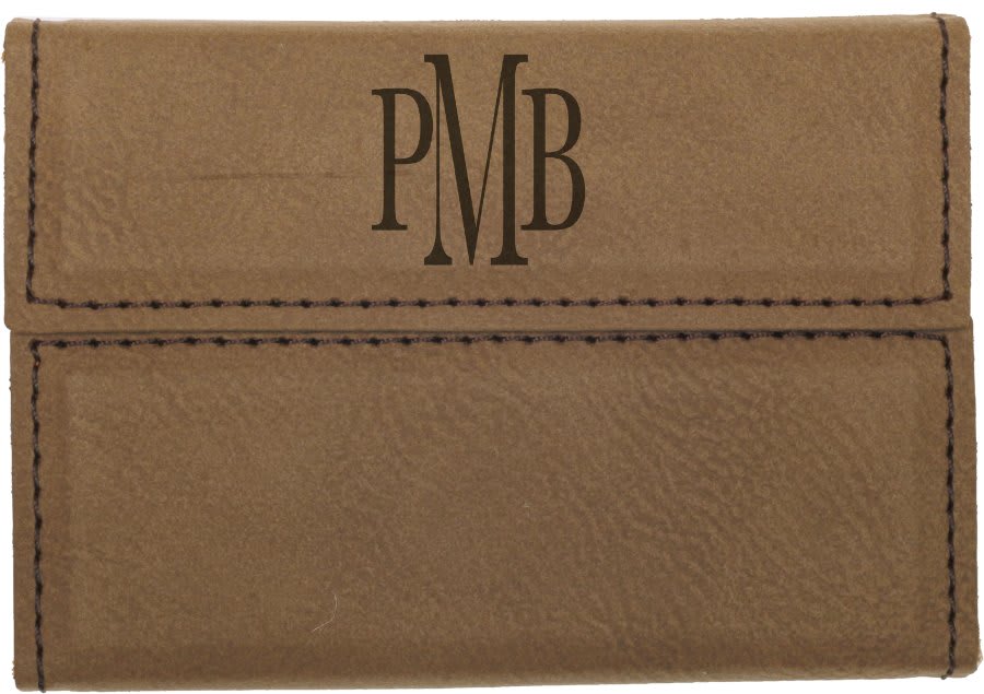 Personalized Dark Brown Leatherette Hard Business Card Case with Magnetic Closure - Leatherette