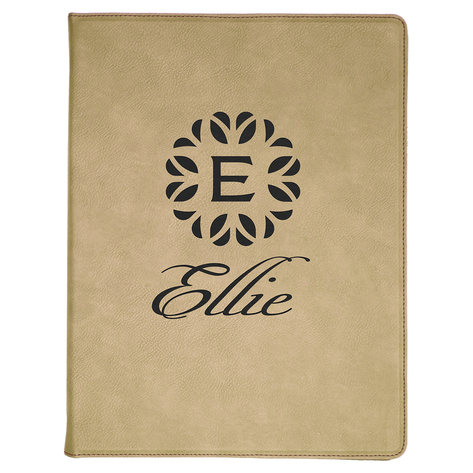 Personalized Light Brown Leatherette Portfolio - Leatherette