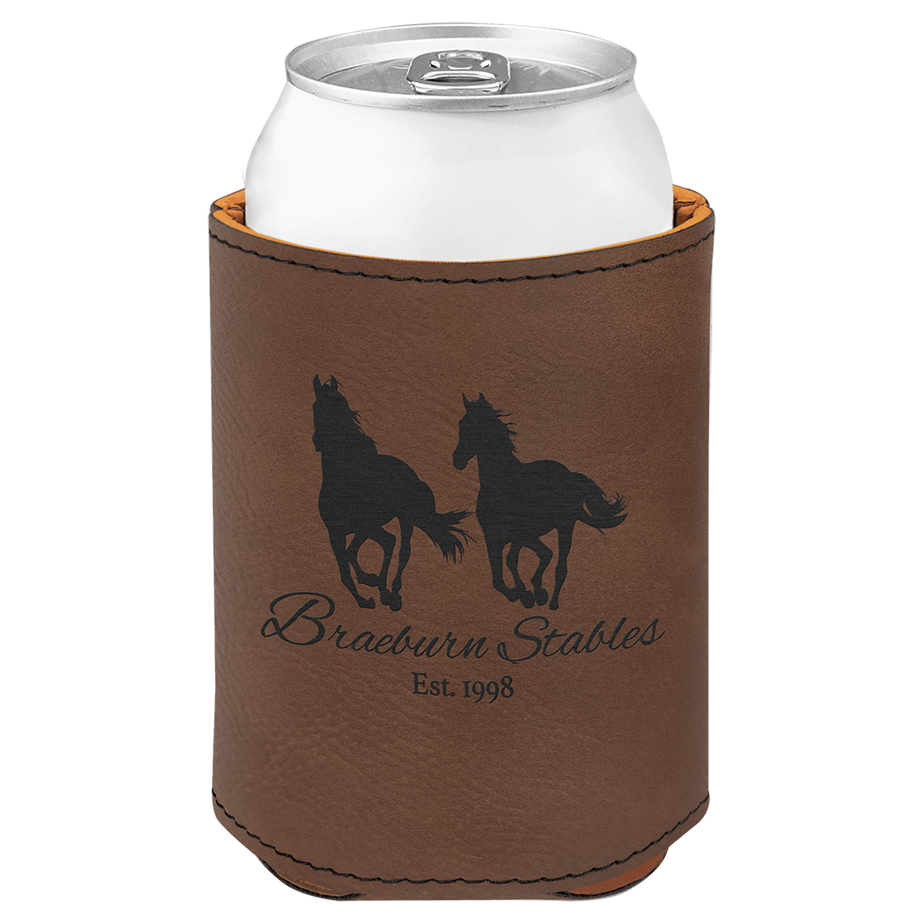 Custom Dark Brown Leatherette Beverage Holder - Leatherette