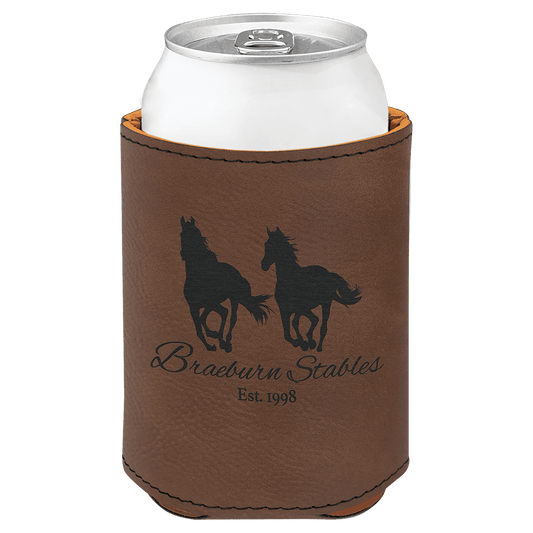 Custom Dark Brown Leatherette Beverage Holder - Leatherette