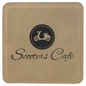 Custom Light Brown Square Leatherette Coaster - Leatherette