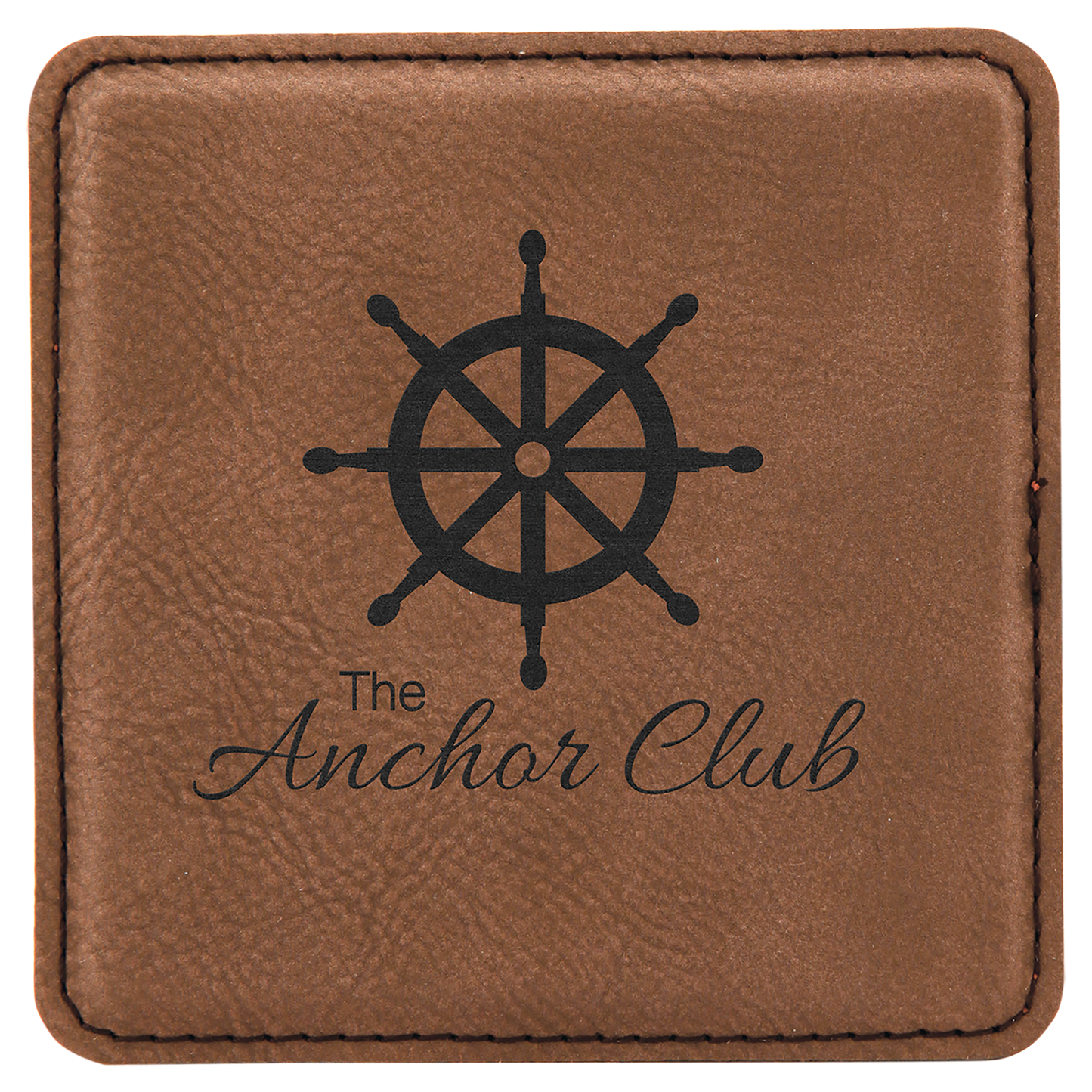 Custom Dark Brown Square Leatherette Coaster - Leatherette